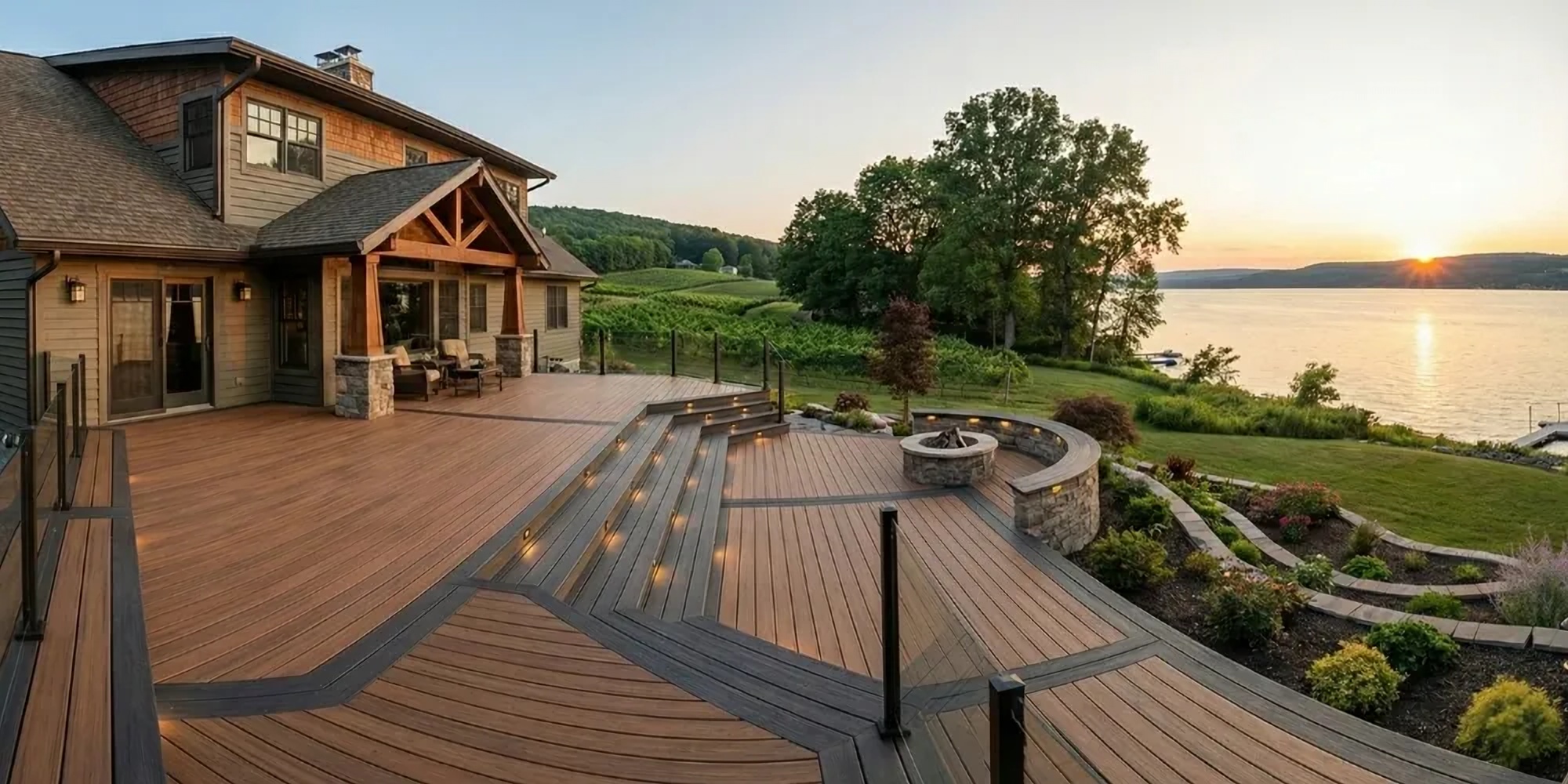 Lakeside Tiered Deck & Fire Lounge